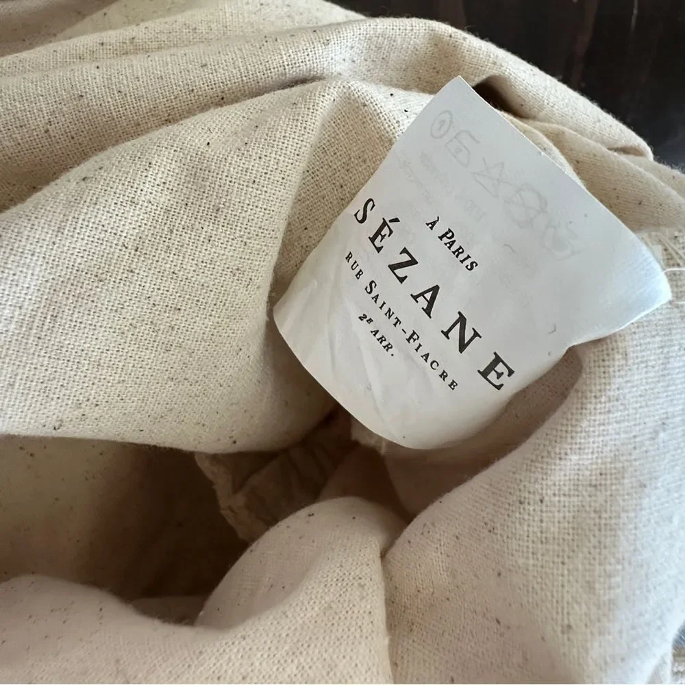 Sezane Corduroy Tote bag beige Velvet Striped